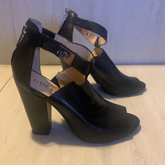 Guess Women's Black Platform Peep Toe High Heels Ankle Boots/Sandals , like new - Picture 1 of 15
